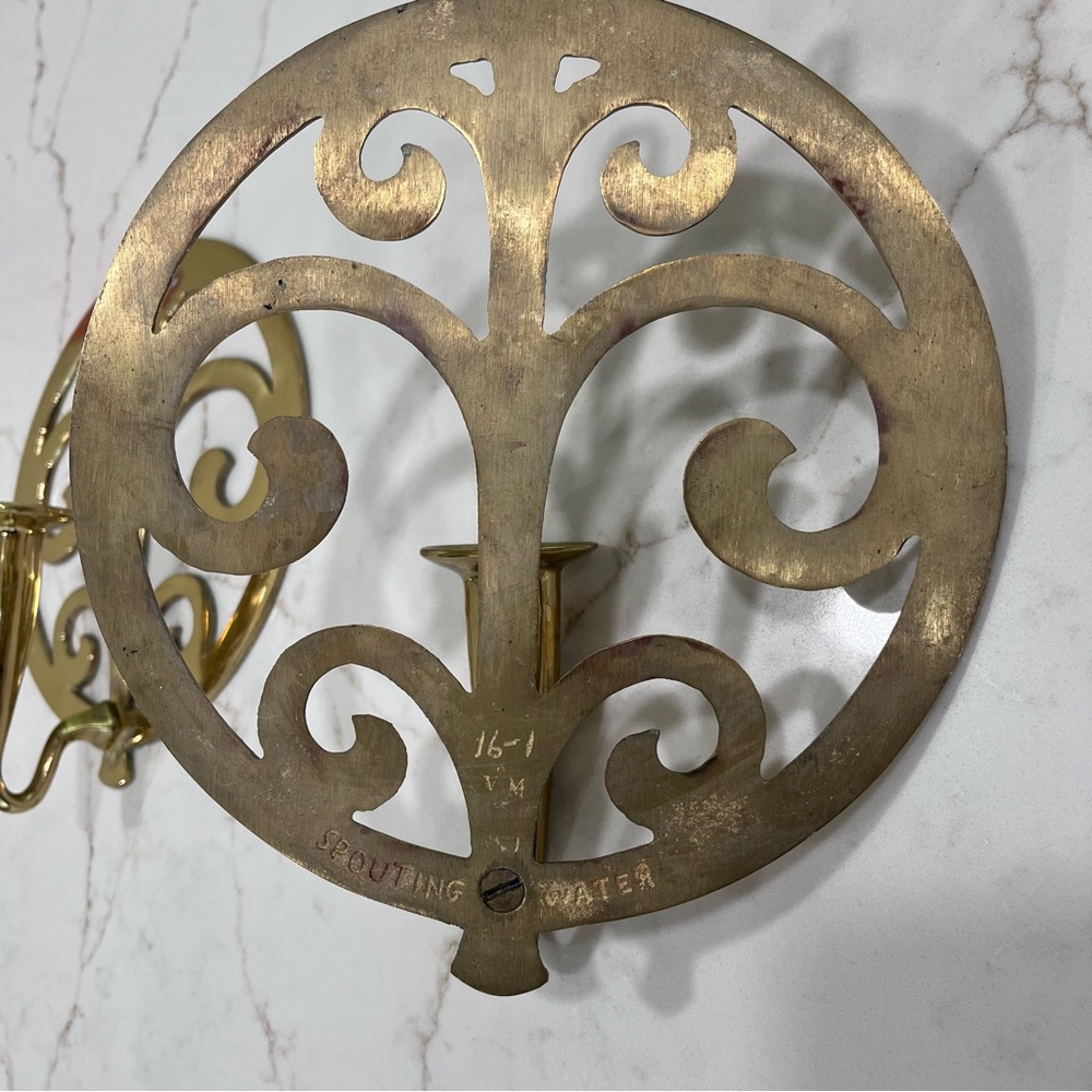Vintage Brass Candle Wall Sconces Pair Cottagecore Cozy Farmhouse - Picture 3 of 5